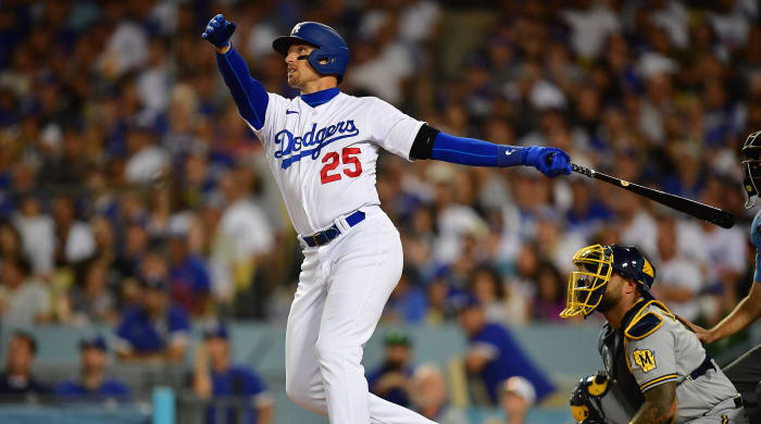 Trayce Thompson at bat for the Los Angeles Dodgers.
